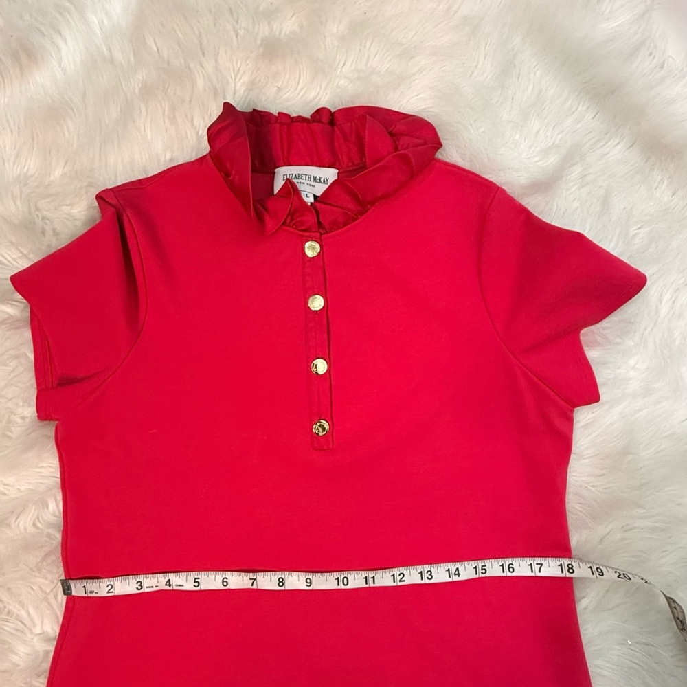 #647 Elizabeth McKay Susan Polo Ruffle Collar Shirt size L - Picture 10 of 10